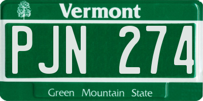 VT license plate PJN274