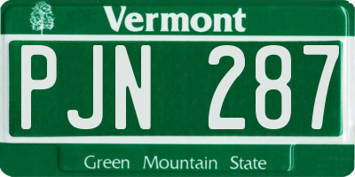 VT license plate PJN287