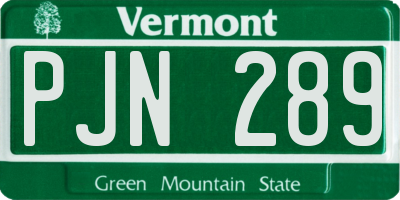 VT license plate PJN289