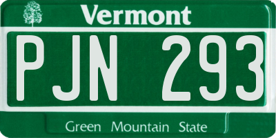 VT license plate PJN293