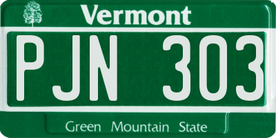 VT license plate PJN303