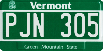 VT license plate PJN305
