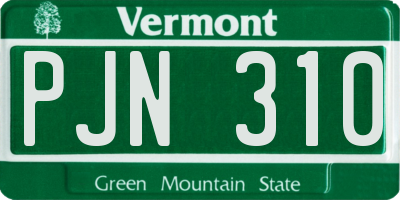 VT license plate PJN310