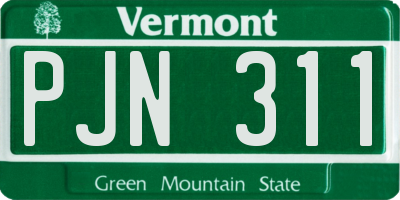 VT license plate PJN311