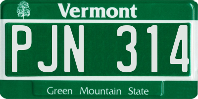 VT license plate PJN314