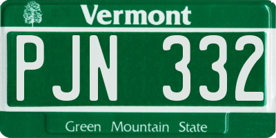 VT license plate PJN332