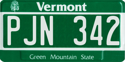 VT license plate PJN342