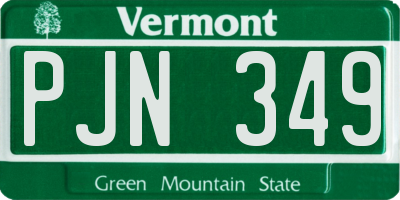 VT license plate PJN349