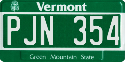 VT license plate PJN354