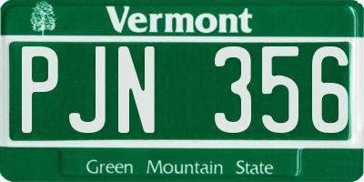 VT license plate PJN356