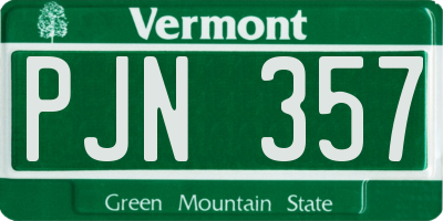 VT license plate PJN357