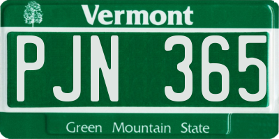VT license plate PJN365