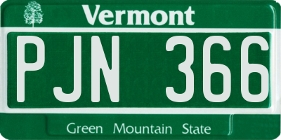 VT license plate PJN366