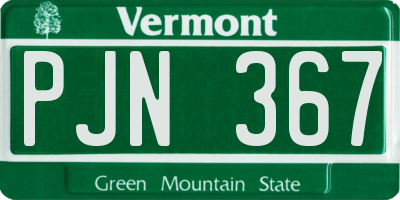 VT license plate PJN367
