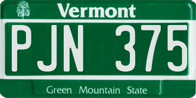 VT license plate PJN375