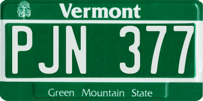 VT license plate PJN377