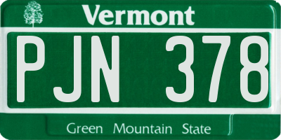 VT license plate PJN378