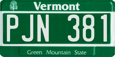 VT license plate PJN381