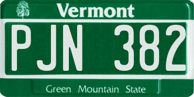 VT license plate PJN382