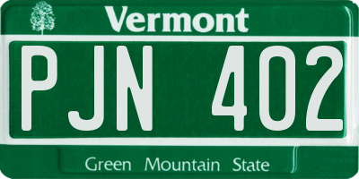 VT license plate PJN402
