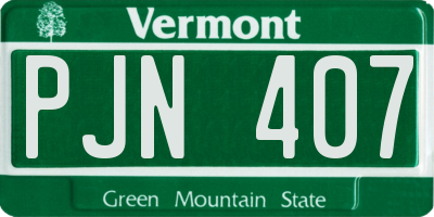 VT license plate PJN407