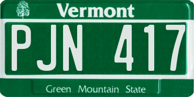 VT license plate PJN417