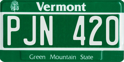 VT license plate PJN420