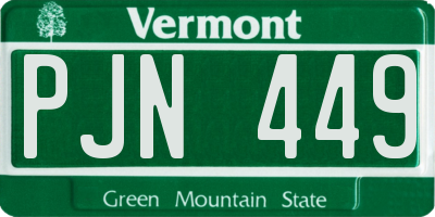 VT license plate PJN449