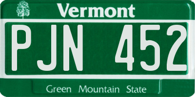 VT license plate PJN452