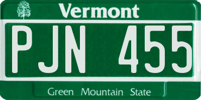 VT license plate PJN455