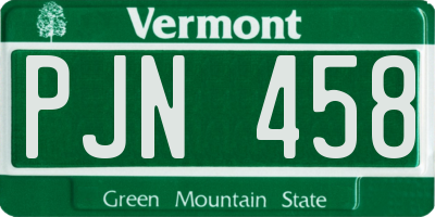 VT license plate PJN458