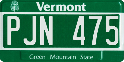 VT license plate PJN475