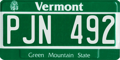 VT license plate PJN492