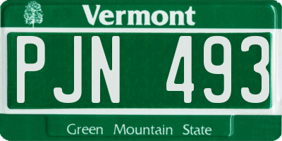 VT license plate PJN493