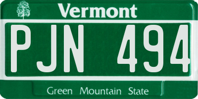 VT license plate PJN494