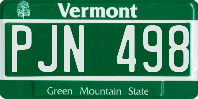 VT license plate PJN498