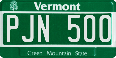VT license plate PJN500