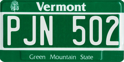 VT license plate PJN502
