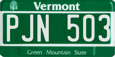 VT license plate PJN503
