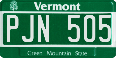 VT license plate PJN505