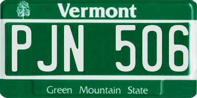 VT license plate PJN506