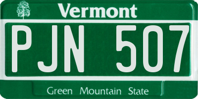 VT license plate PJN507