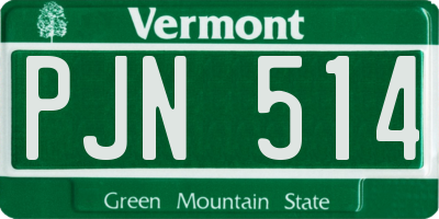 VT license plate PJN514