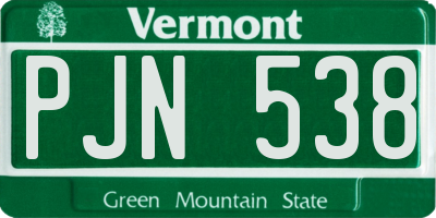 VT license plate PJN538
