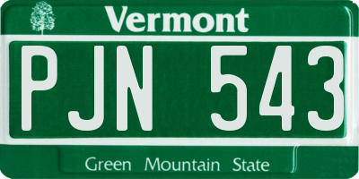 VT license plate PJN543