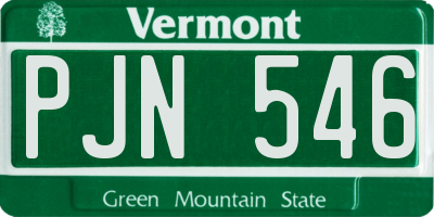 VT license plate PJN546