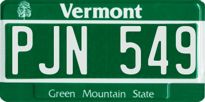 VT license plate PJN549
