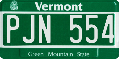VT license plate PJN554
