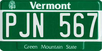 VT license plate PJN567
