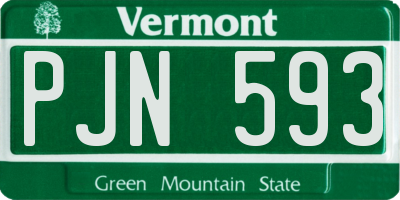 VT license plate PJN593